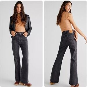 LEVI'S Premium 70s High Flare Jeans Women 23 JUST A HINT WASHED BLACK